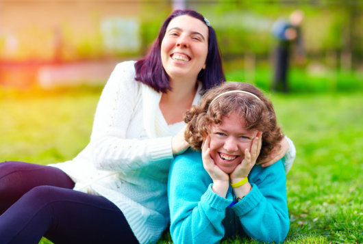 women having fun on spring lawn